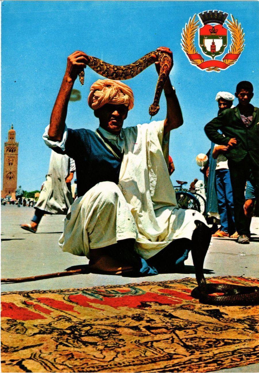 Tirage Argentique Vintage - Maroc, Charmeur De Serpents - Année Vers 1900 - Format 8x8 Cm - Photo D'époque