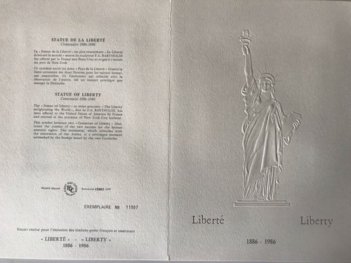 FRANCE ENCART FDC YVERT 2421 STATUE DE LA LIBERTE CENTENAIRE 2F20 TIRAGE LIMITE - Photo 2/2