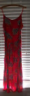 Woman's long slip dress pink/blk print, sz L by Uno of Thailand