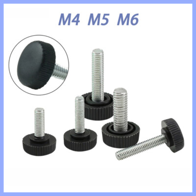 Thumb Screws Hand Knob Bolts M4/M5/M6 Black Plastic Round Knurled Thumb Screw
