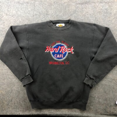トップス RHC Logo Deadstock Vintage Sweat Vintage Hard Rock Cafe Sweatshirt Mens Medium Black Washington DC