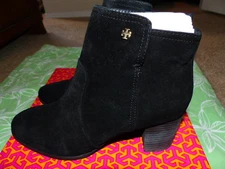 TORY BURCH "SABE" Black Split Suede 65mm Bootie Side Zip Boot Sz 11 New in Box