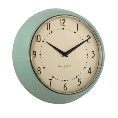 Nostalgische Metall Wanduhr Leaf Grün 23cm Vintage Küchenuhr Bürouhr Retro Look - Bild 1 von 4