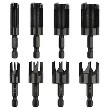 8 Pack Wood Plug Cutter Drill Bit Set Straight and Tapered Taper Cutting Tool...