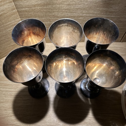Vintage Reed & Barton #1025 Silverplate Water Goblet Set Of 6, 1940s Hollowware - Picture 3 of 8