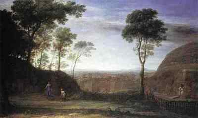 Blechschild Claude Lorrain Landschaft mit Noli Me Tangere Szene A4 12x8 Aluminium