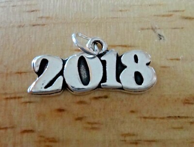Sterling Silver 10x21mm Birth Anniversary Wedding Graduation 2018 Year Charm
