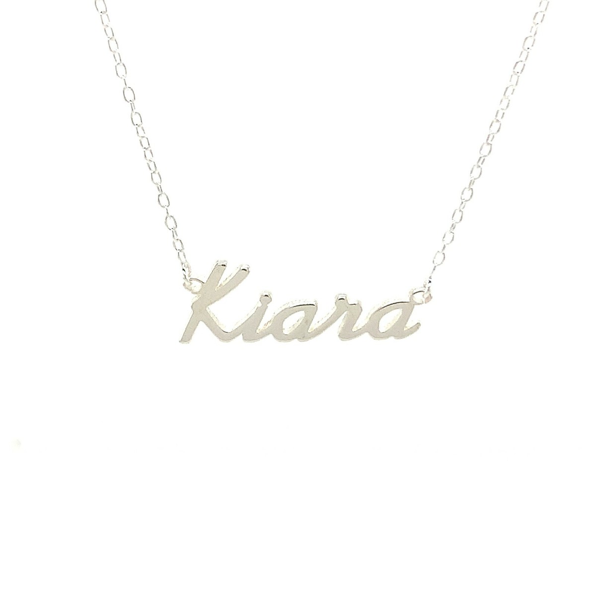 Kiara Name Plate Necklace Pendent Sterling Silver female