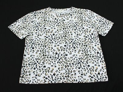 M&S Women's Short Sleeve Printed Relaxed T-Shirt EJ2 White Mix Size 10 NWT