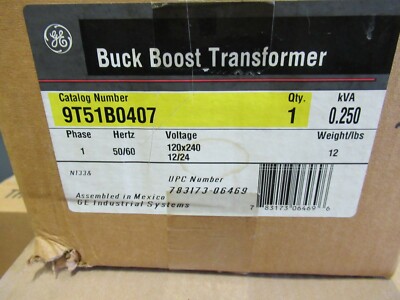 GE 9T51B0407 Buck Boost Transformer .250 KVA 120/240x12/24 Volt - T1771- NEW