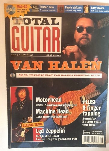 TOTAL GUITAR MAGAZINE August 1995 Van Halen Motorhead Led Zeppelin Gary Moore - Picture 2 of 9