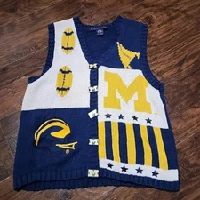 Vintage Birch Bros University Of Michigan Sweater Vest Football Size XL