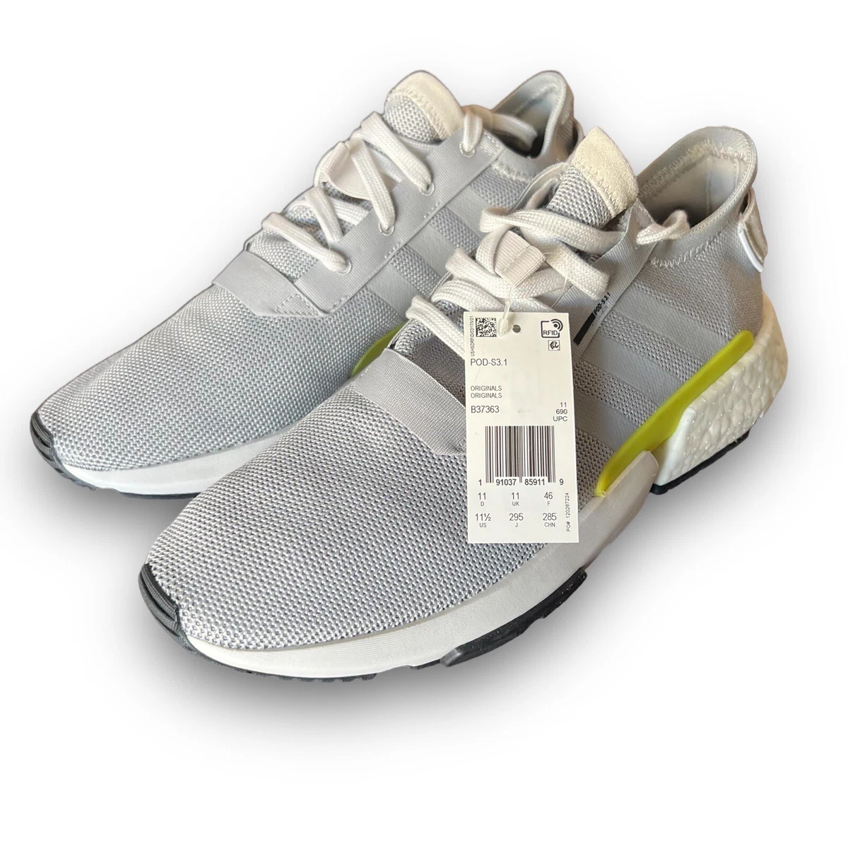 Adidas Originals Men s Size 11.5 POD S3.1 Gray Shock Yellow B37363