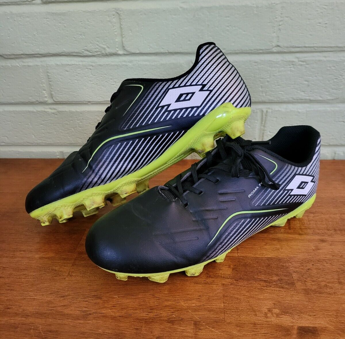 Lotto Roma 700 Calcio Futbol Tacchetti Giovanili Tg 5 5 Nero Verde Allenatore Atletico A1