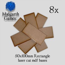 8x Rectangle 50x100mm MDF Bases Miniature Warhammer Laser Cut 40K FAST SHIPPING