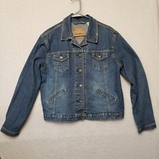 LEVI  S TRUCKER Button-Up Denim Blue Jacket - Youth Size XL 16/18 With Stretch