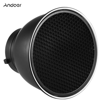 Andoer 7'' Standard Reflector Diffuser Lamp Shade with 60° Honeycomb Grid E4I8