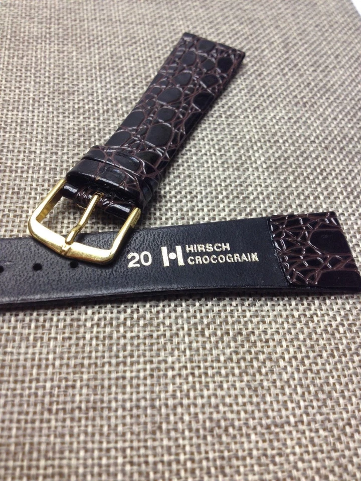 CORREA DE RELOJ DE CUERO BOMBA DE COCODRILO GENUINO CORREA DE LUJO MARRÓN OSCURO 20mm Foto 3 de 4