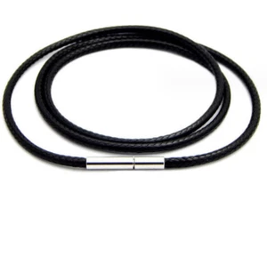 1.5mm Collier chaîne en cuir de corde noir en acier inoxydable 14-32inch