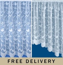 Hawaii Floral Net Curtains – Butterfly Lace Panel / Raised Base Jardiniere