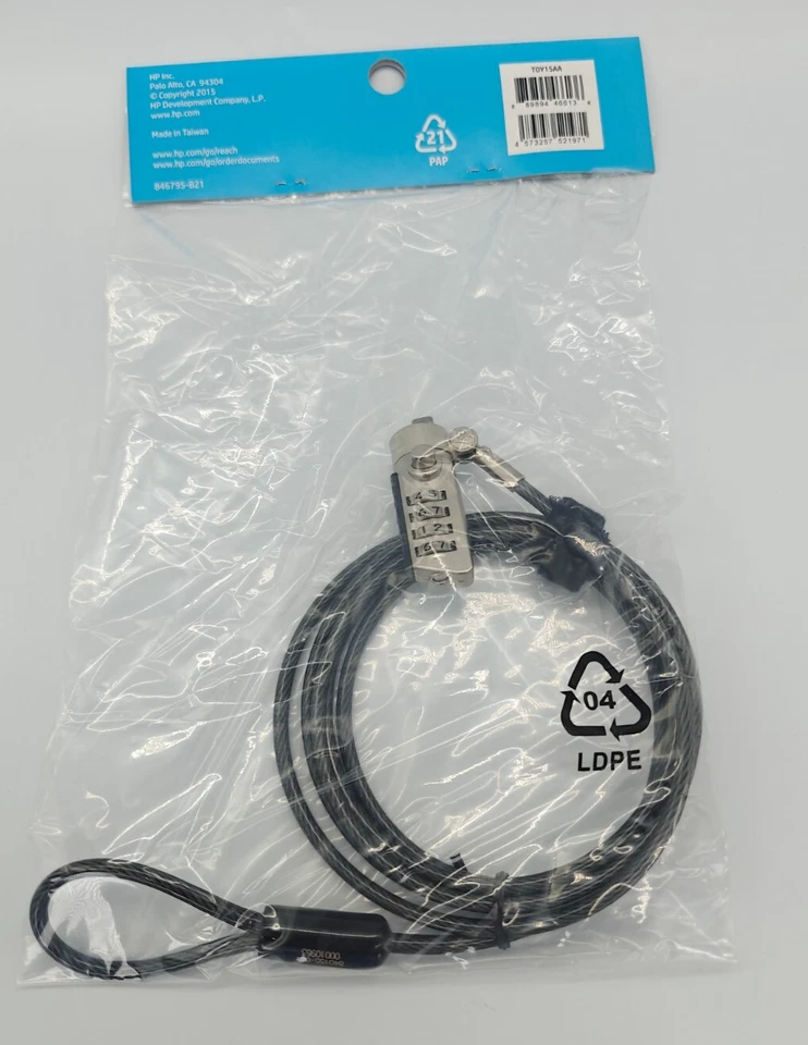 Brand new HP 6FT Combination Lock Security Cable T0Y15AA Black for Probook USA - Image 3 of 4
