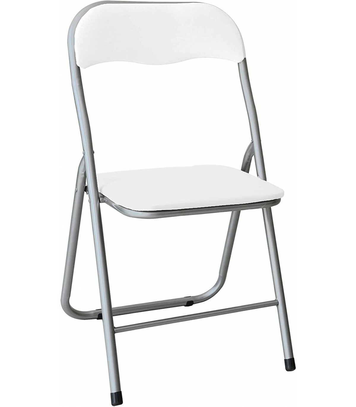 Silla plegable color Gris Estructura metálica blanca y acolchadas antideslizante