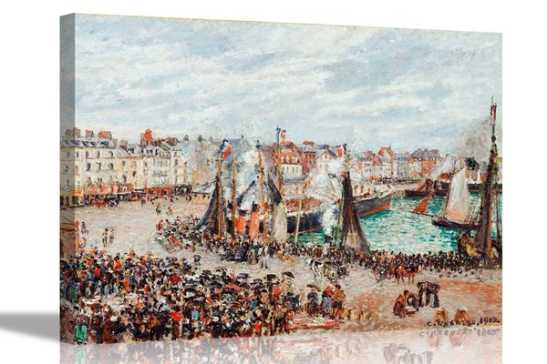 Mercado de pescado de Camille Pissarro sobre lienzo impresiones enmarcadas colgantes arte de pared decoración