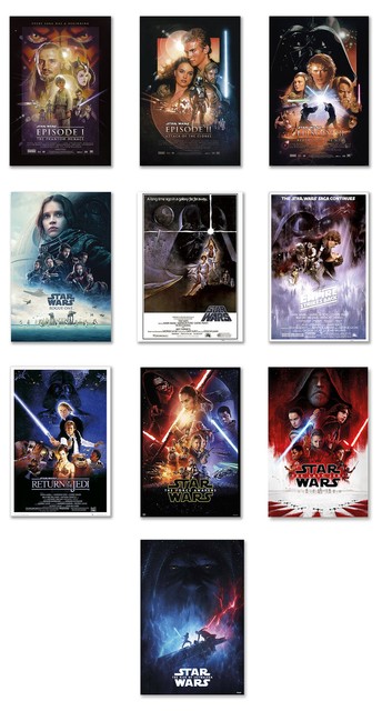 STAR WARS: EPISODE I-IX & ROGUE ONE - 10 PIECE MOVIE POSTER SET (24 x