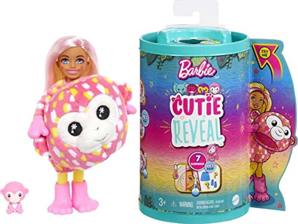 (TG. small) Barbie - Barbie Cutie Reveal Serie Amici della giungla, Bambola con
