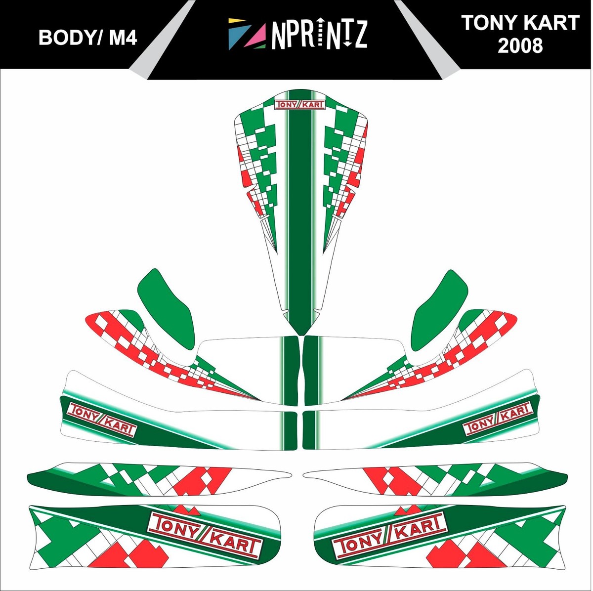 M4 TONYKART 2008 REPLICA STYLE FULL KART STICKER KIT - KARTING
