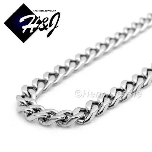 18"-36"MEN Stainless Steel 5mm Silver Cuban Curb Chain Necklace Cross Pendant*P image 4