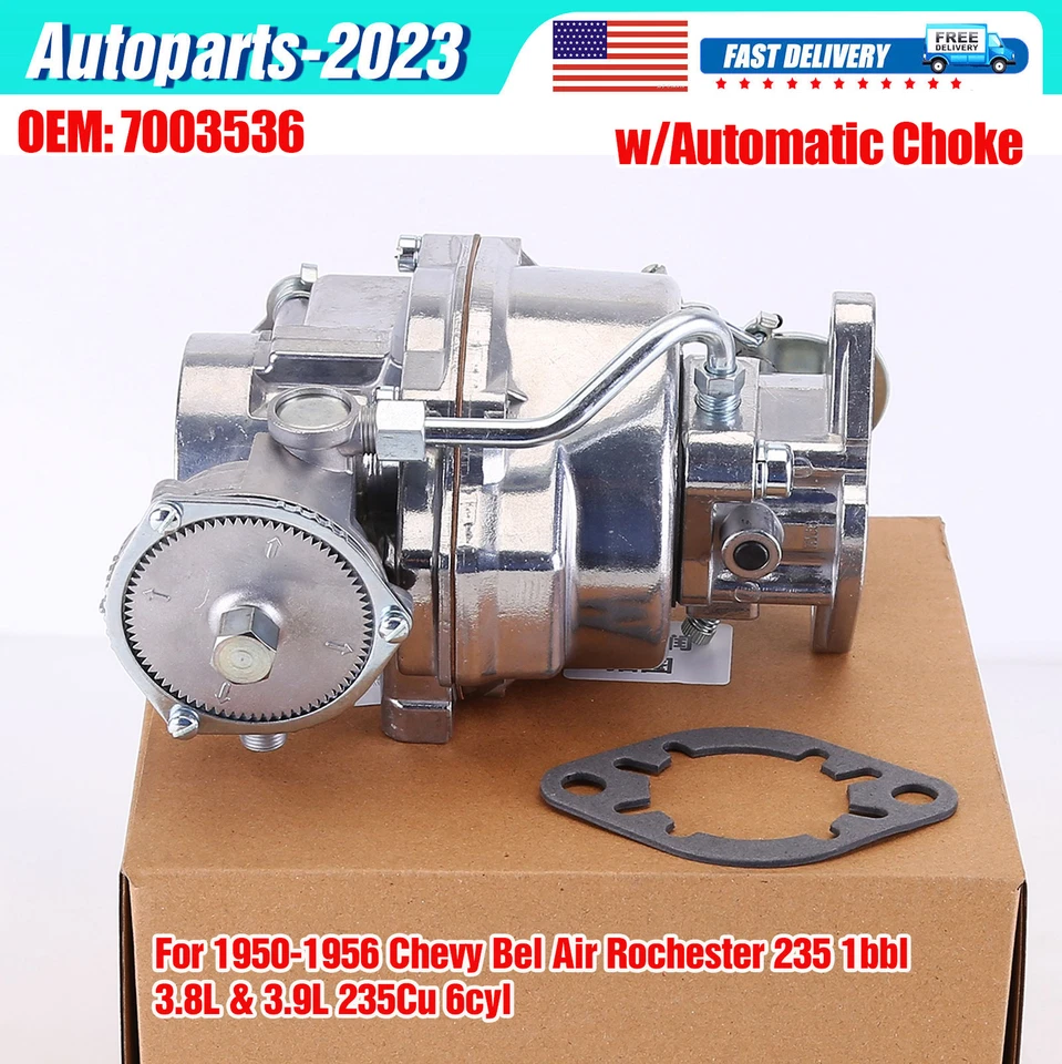 Carburador con obturador automático para Chevy GMC Rochester 1950-56 1 barril 235 ci 6 cilindros Foto 2 de 4