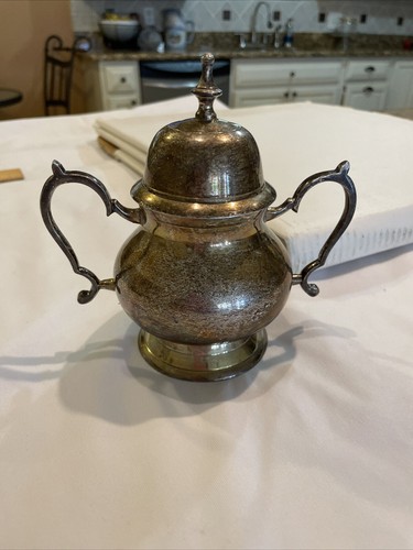 Antike internationale versilberte Zuckerdose mit Deckel 1403 Fuß 5 5/8" Indien - Bild 12 von 12