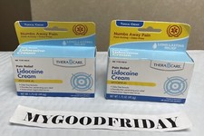 2 Thera Care Maximum Strength Lidocaine Cream Numbs Away Pain Long-Lasting 01/26