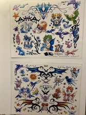 2 Sheets Harley Sparx Tattoo Johnny Tattoo Flash Wall Art Fairy Cats Animals 04