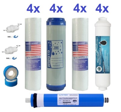 ERSATZ WASSER FILTER SET RO Umkehrosmose Anlage 5 Stufen 2 Jahre 100 GPD Membran