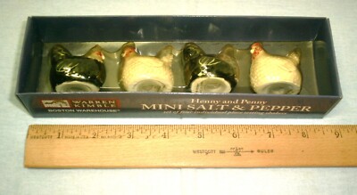 Warren Kimble HENNY PENNY mini salt & pepper shakers 4 PCS BNIB