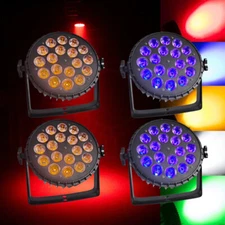 Led Par 18x18w rgbwa uv 6in1 LED Flat Par Can Light DMX512 dj stage lights 4pcs