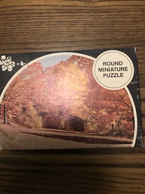 Vintage Tuco Tripl Thick Interlocking Round Picture Puzzle Mini 6'' Autumn Scene