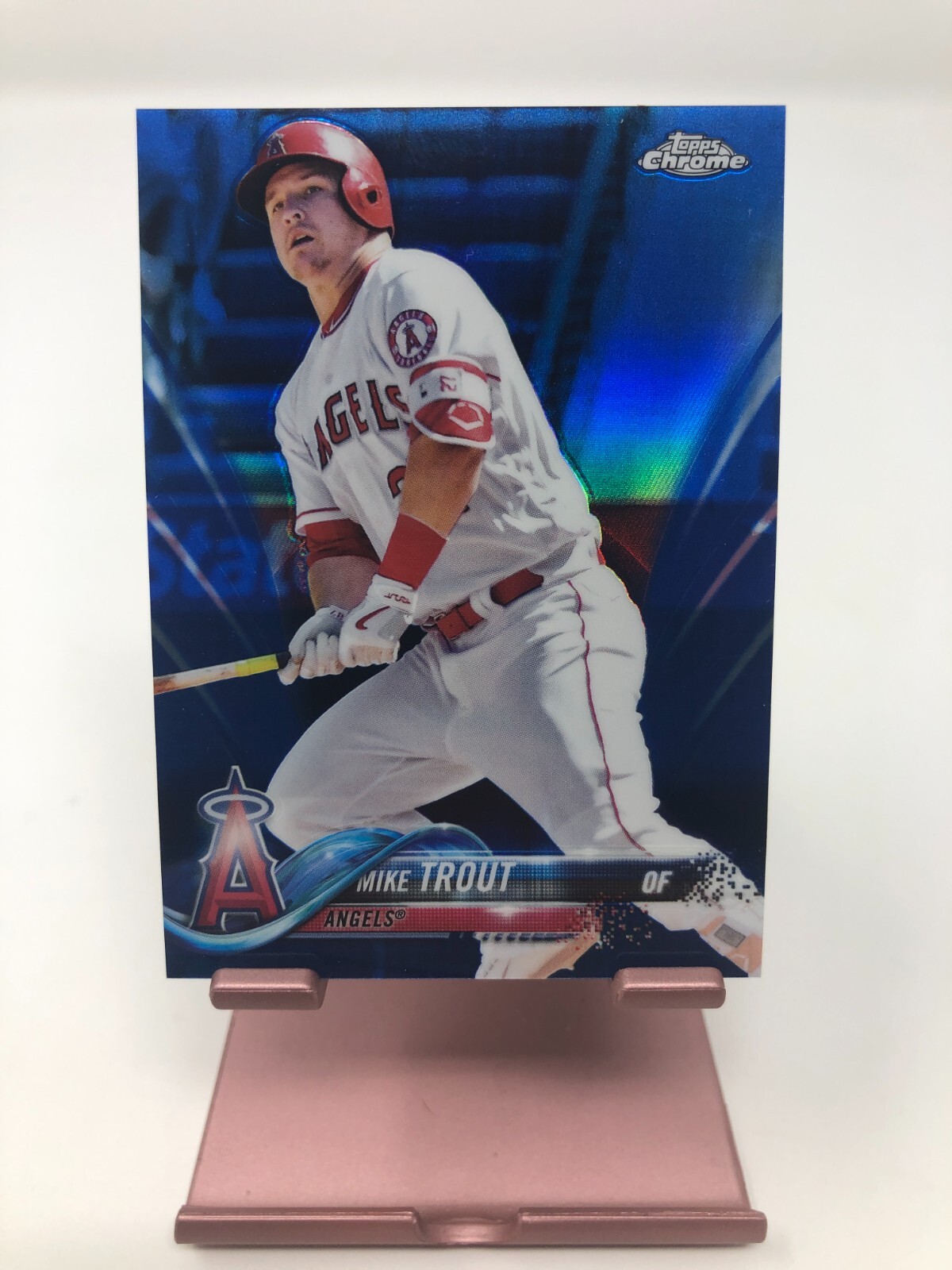 2018 TOPPS CHROME MIKE TROUT #100 LOS ANGELES ANGELS BLUE REFRACTOR 32/150