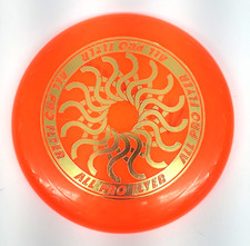 1990's Imperial All Pro Flyer Frisbee Disc Bright Orange and Gold 8.75" dia.
