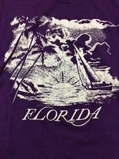 Vinage Florida T Shirt Screen Stars Size Large Purple 50/50 1990  s Single Stitch