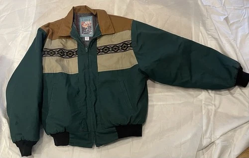 Canyon Guide Outfitters Aztec Blanket Lined Bomber Jacket Men Large USA Vintage - product listing photo