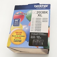 Genuine Brother LC203BK XL High Yield Ink Cartridge 2-Pack - Black - Sealed