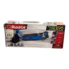 Razor Power Core E95 90W Kick Electric Scooter – Black/Blue | Kids 8+ | 10 mph