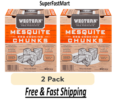 #ad Western 500 CU IN Mesquite Chunk Box CS Smoking Chips Free Shipping 2 Pack $14.99