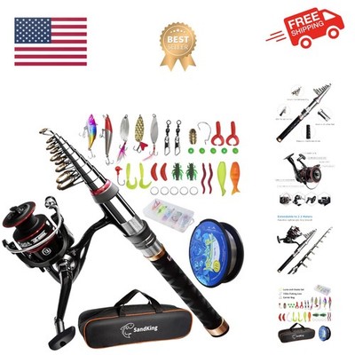 best telescopic fishing rod kit Fishing Pole Kit, Carbon Fiber Telescopic Fishing Rod and Reel Combo with  Spi