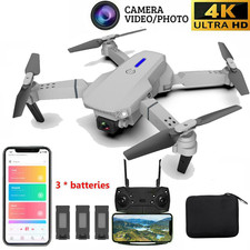 4k HD Wide Angle Dual Camera Rc Drone Foldable FPV WiFi Quadcopter + 3 Batteries