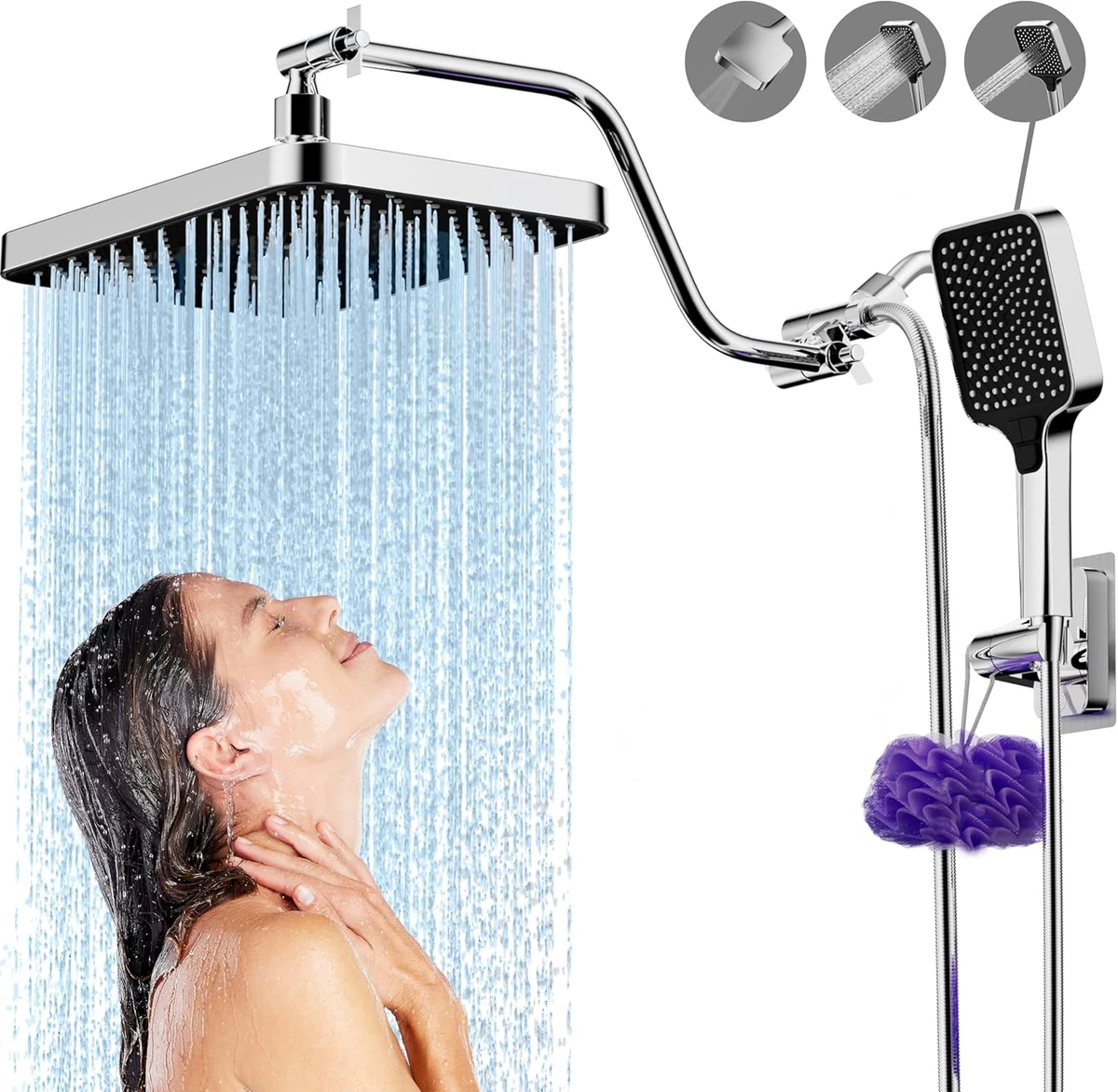 Cabezal De Ducha De Lluvia Cuadrado Con Cobo De Ano De Alta Presión 3
