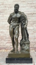 Mythical Mastery: Signed Glycon Hercules - Handmade Bronze Statue Decorative